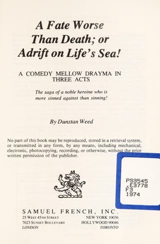 A Fate Worse than Death: or Adrift on Life's Sea! Book Cover